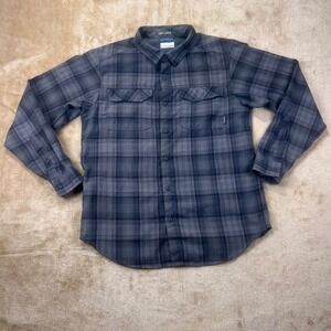 Columbia Mens XM0209 Omni-Wick Plaid Button Down Shirt Gray Black Medium